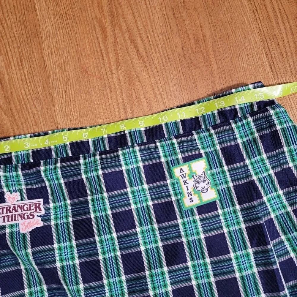 Justice X Stranger Things Youth Plaid Skirt Patchwork Girls Size XL 16 18 Blue